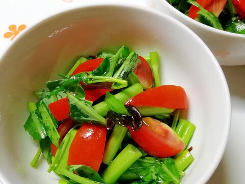 生でどうぞ!　エンサイ(空芯菜)とトマトのサラダ♪